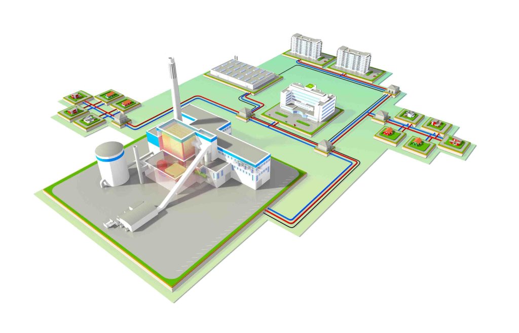 Schematic drawing for a district heating system